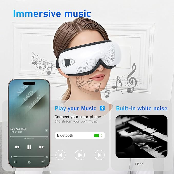 Eye Massager With Heat and Music. Heated Eye Massage for Migraines.Father's Day Birthday Gifts for Mom Dad Women Men Her Him.Eye Mask Massage.Face Massager Mask