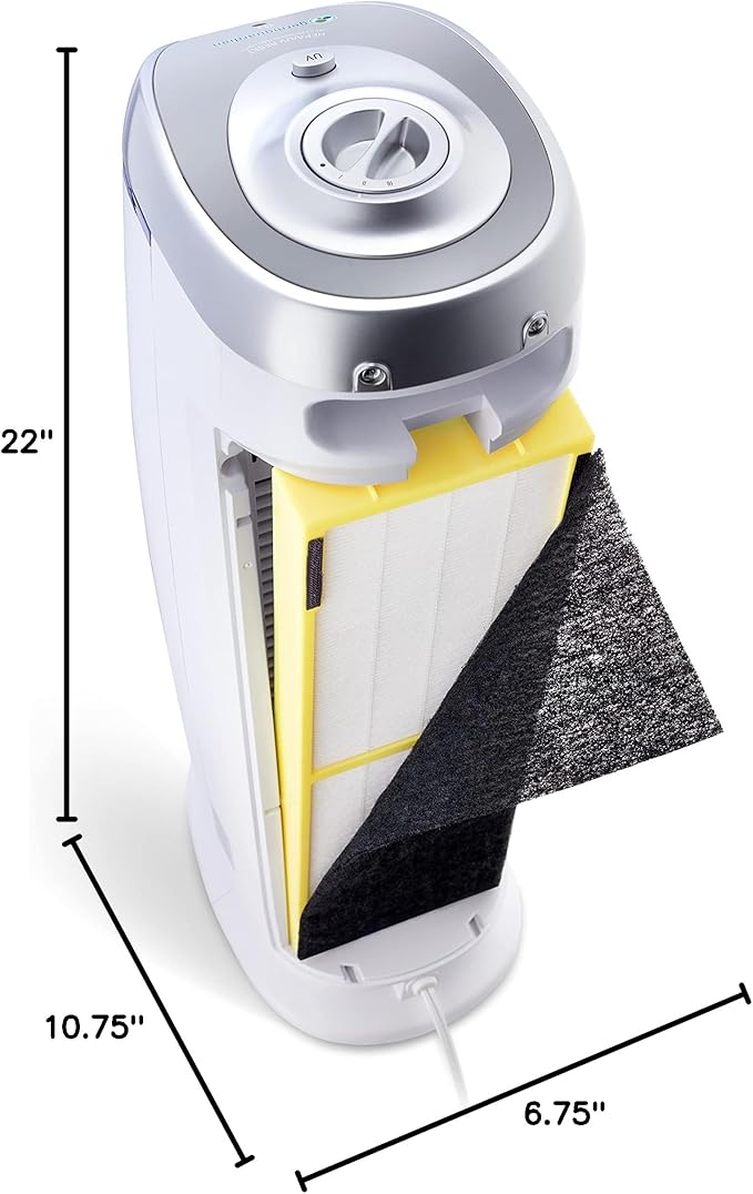 GermGuardian Air Purifier with HEPA 13 Filter, Removes 99.97% of Pollutants, Covers 743 Sq. Foot Room in 1 Hour, UV-C Light Helps Reduce Germs, 22 Inch, 2-Pack, White, AC4825W2PK