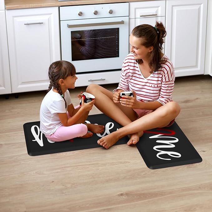 HappyTrends Kitchen Mat Cushioned Anti-Fatigue Rug Non-Slip Kitchen Rugs Stain Resistant Ergonomic Comfort Mat for Floor, Office, Sink, Laundry (17.3"x 28", Black)