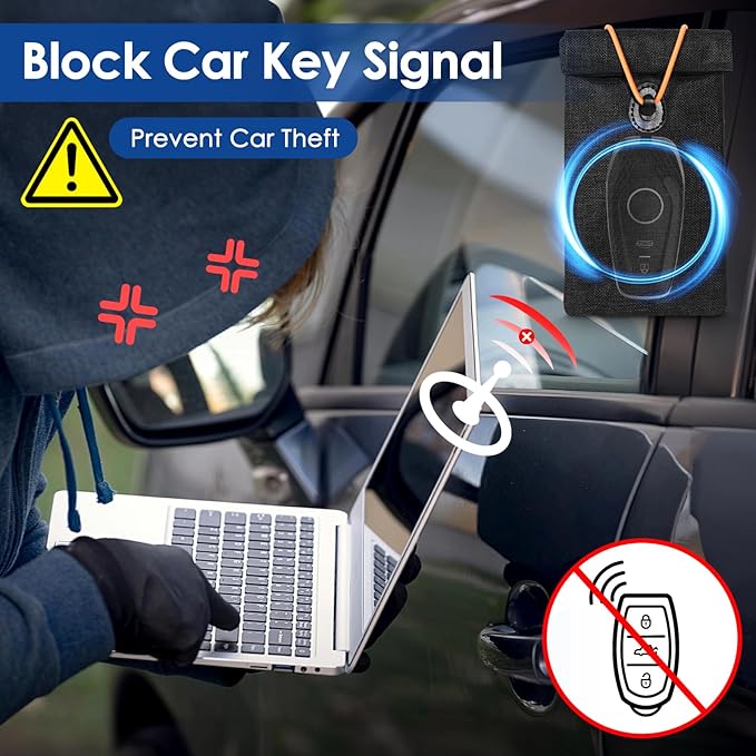 Faraday Bag, RFID Signal Blocking Bag, GPS Car Key Cell Phone Signal FOB Blocker Wallet Shielding Pouch Privacy Protective Case, Car Security Protection, Anti-Theft Pouch, Anti-Tracking Anti-Spying