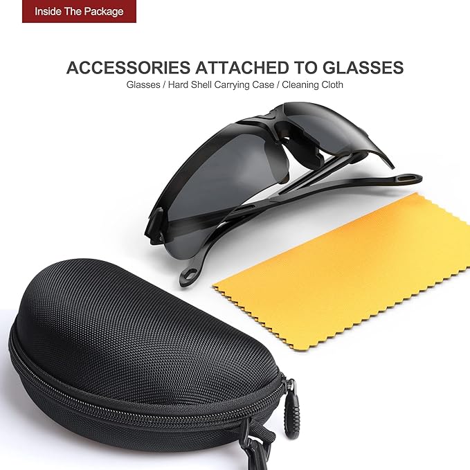 xaegistac Shooting Glasses with Case Anti Fog Hunting Safety Glasses for Adults