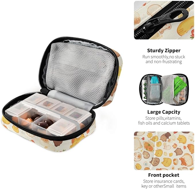 Cute British Shorthair Orange Travel Pill Organizer Weekly Small (Cute) Pill Box 7 Day Pill Case Vitamin Holder Pill Bottle Organizer