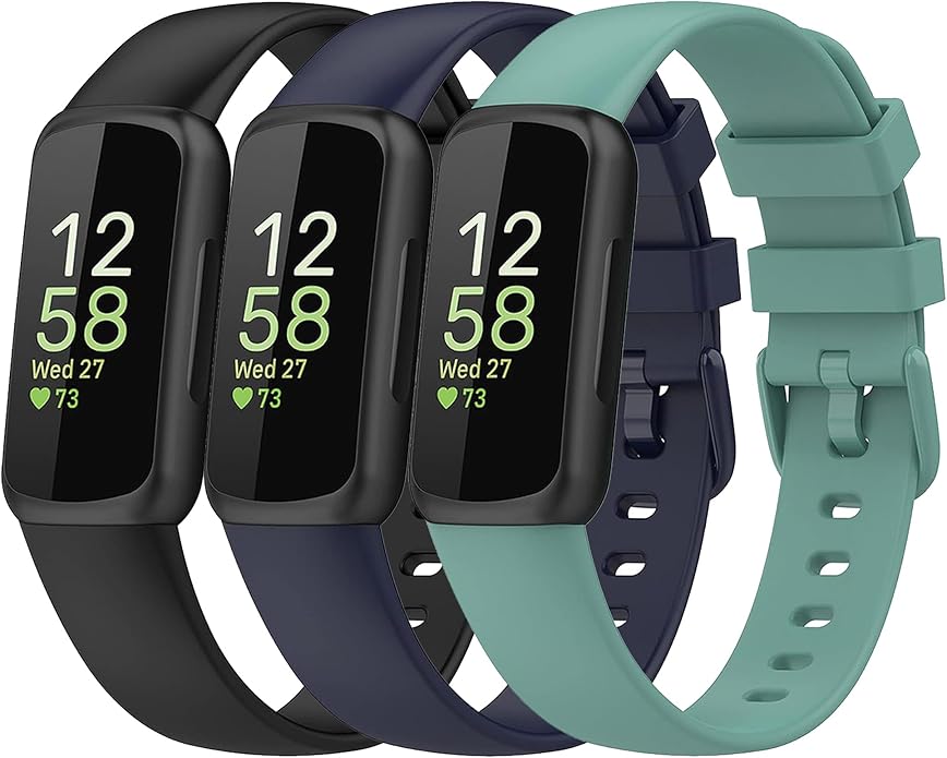 Honecumi Replacement Bands for Fitbit Inspire 3 - Silicone Sport Wristband Strap Bracelets for Women and Men - Colorful Accessories, S/L