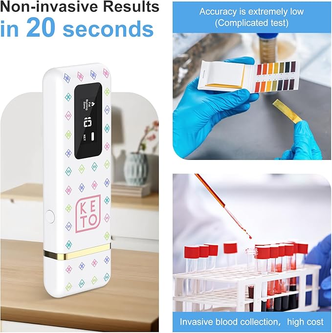 Professional Ketosis Meter, Portable Rechargeable Ketone Breath Analyzer & Monitoring – High Precision Ketone Monitors Breath Analyzer Ketosis Tester for Testing Ketosis