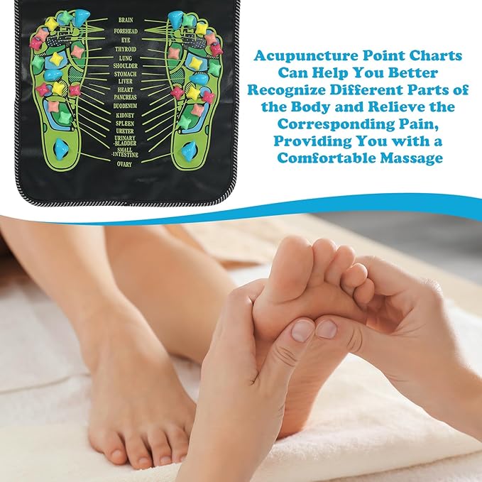 AQQHSAIN Foot Massage Mat Foot Acupressure Mat Acupressure Foot Pad for Relax Body Reflexology Walk Stone Foot Massage Mat for Long Sitting Elderly Students and Office Workers