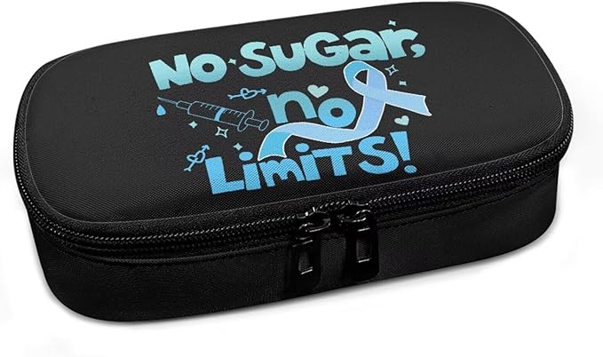 Rnyleeg Black Insulin Cooler Travel Case Blue Ribbon Insulin Bag for Diabetics Ensure Diabetes Care Diabetic Supplies Storage for Home Travel