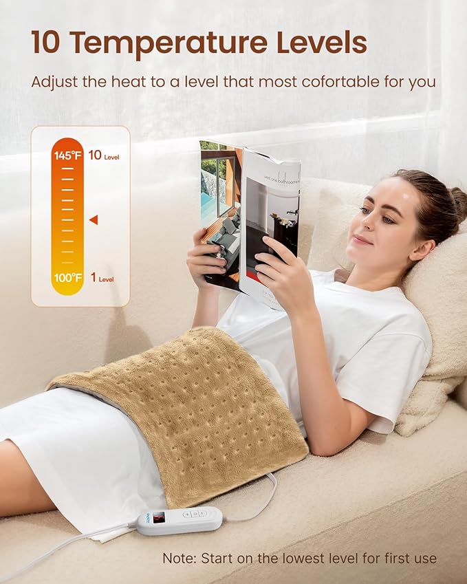 RENPHO Heating Pad for Back Pain & Cramps Relief, Hsa Store Eligible Items, Heat Pad for Knee and Leg, Mothers Day Gifts for Mom Wife, Auto Shut Off, ETL Certified, 12" x24‘’ Light Yellow
