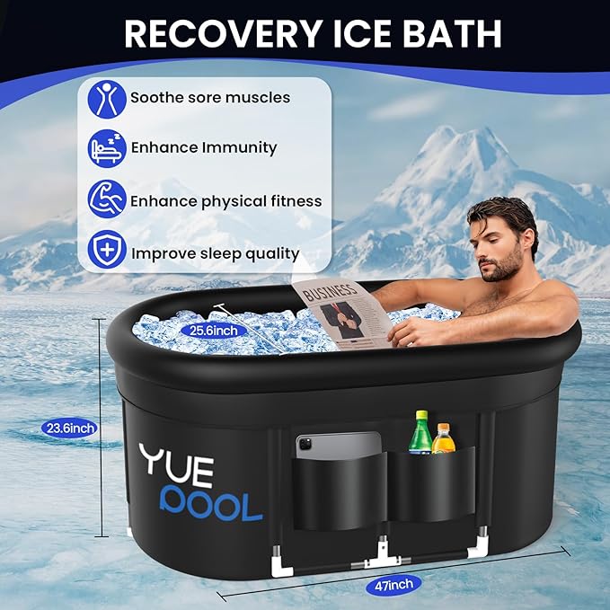 Ice Bath Tub for Adults Fitness People Athletes, Upgrade XL 140 Gal Oval Portable Cold Plunge Tub,Indoor and outdoor gyms for cold water therapy and recovery