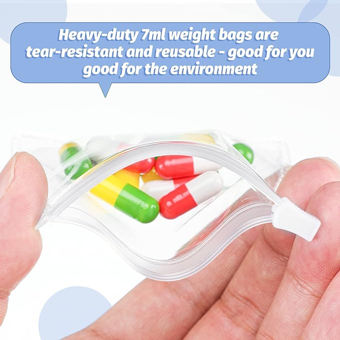 Nuanchu 36 Pieces Pill Pouches Bags Set Reusable Zippered Pill Baggies Clear Plastic Self Sealing Travel Medicine Organizer Storage with Slide Lock for Medicine and Small Items