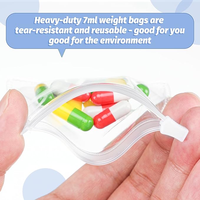 Nuanchu 24 Pieces Pill Pouches Bags Set Reusable Zippered Pill Baggies Clear Plastic Self Sealing Travel Medicine Organizer Storage with Slide Lock for Medicine and Small Items