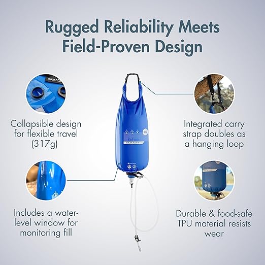 Katadyn Gravity BeFree 10L Water Microfilter, Camping, Backpacking, Emergency Preparedness, Blue