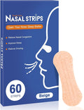 Nasal Strips for Snoring,Extra Breathing Nose Strips,Reduce Snoring Aids for Men & Women,Oil & Sweat Proof,Help Improves Sleep and Sports,Universal Fit (Beige, 60Pcs)
