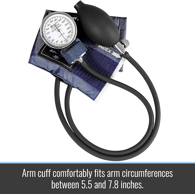 MABIS Precision Series Aneroid Sphygmomanometer Manual Blood Pressure Set with Calibratrated Nylon Cuff and Carrying Case, Infant Size