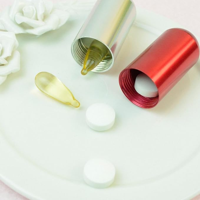 3 Size Waterproof Aluminum Pill Box Case Capsule Bottle Cache Drug Holder Keychain Container Colorful 6pcs, /L