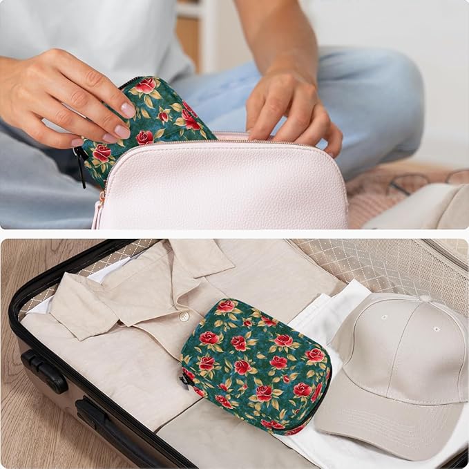 Floral Retro Flower Pill Case Everyday Travel, 7 Day Weekly Medicine Pill Box Compact Portable Pills Bottle Organizer with Zipper for Daily Vitamin Medicine Holder Bottle Organizers Bag