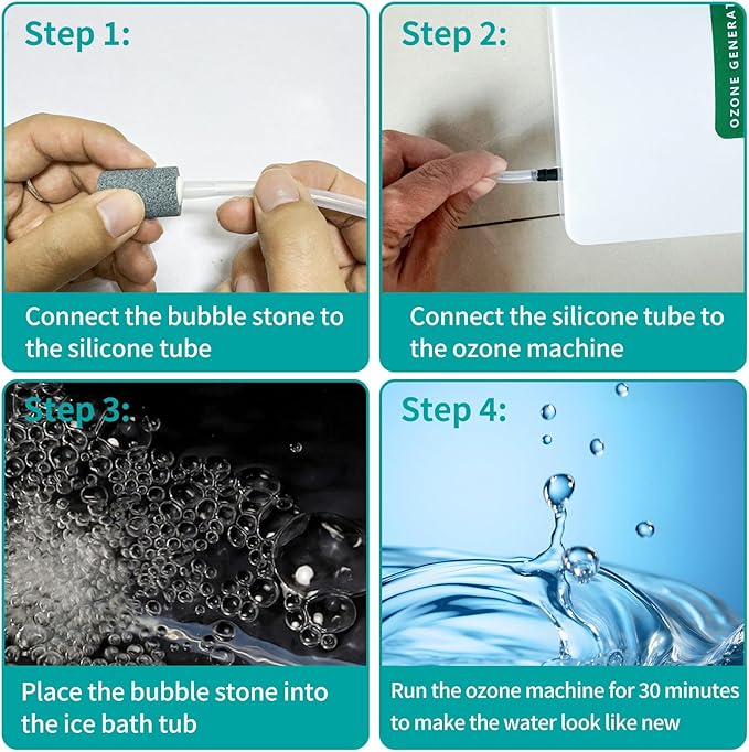 2000mg/H Ozone Generator for Cold Plunge with Timer,Ozone Bubbler, Portable Ozone Generator Keep Hot Tub Water Clean, Ozone Generator Hot Tub, Spa, Cold Plunge Accessories