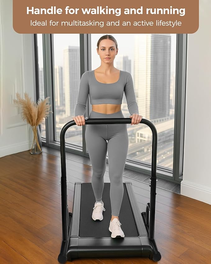 28 Inch Wide Handle Bar for Walking Pad Only with Non-Slip Rubber Feet Compatible Adjustable Handrail Height from 37.6 to 46 in Handle Bar for Walking Pad Comfortable Grip Support Attachment for Home