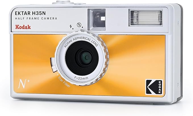 Kodak EKTAR H35N Half Frame Film Camera Bundle with Kodak Ultramax 400/24EXP 35mm Roll Film (Glazed Orange)