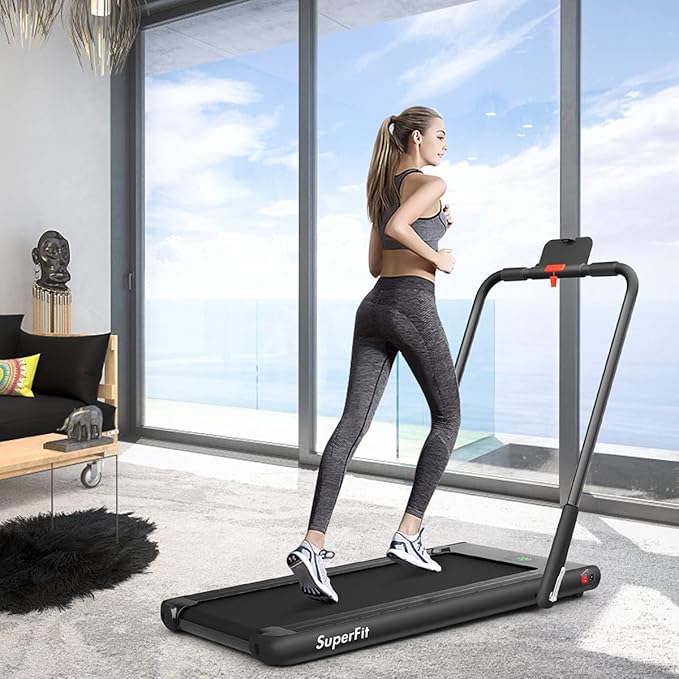 GYMAX Walking Pad, Foldable Under Desk Treadmill with LED Monitor, Remote Control, Smart App Control, Folding Portable Desk Treadmill for Office Standing Desk, Home Office Treadmill