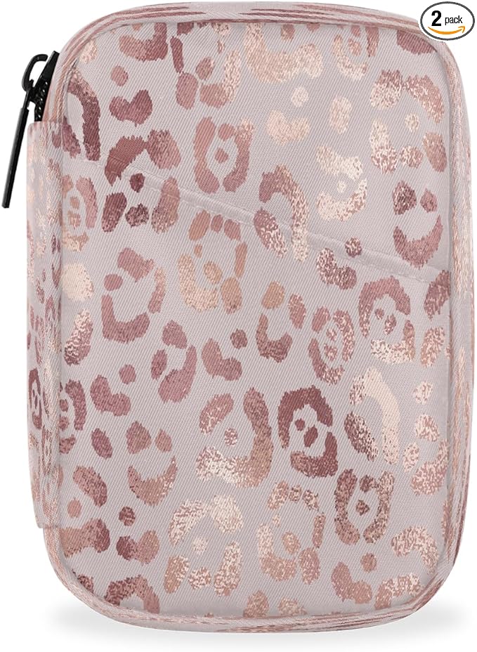 Animal Paw Print Rose Pill Case Travel Pill Organizer Weekly 7 Day Portable with Zipper Medicine Box Pill Case for Vitamins, Birth Control,Fish Oils,Medication, Supplements