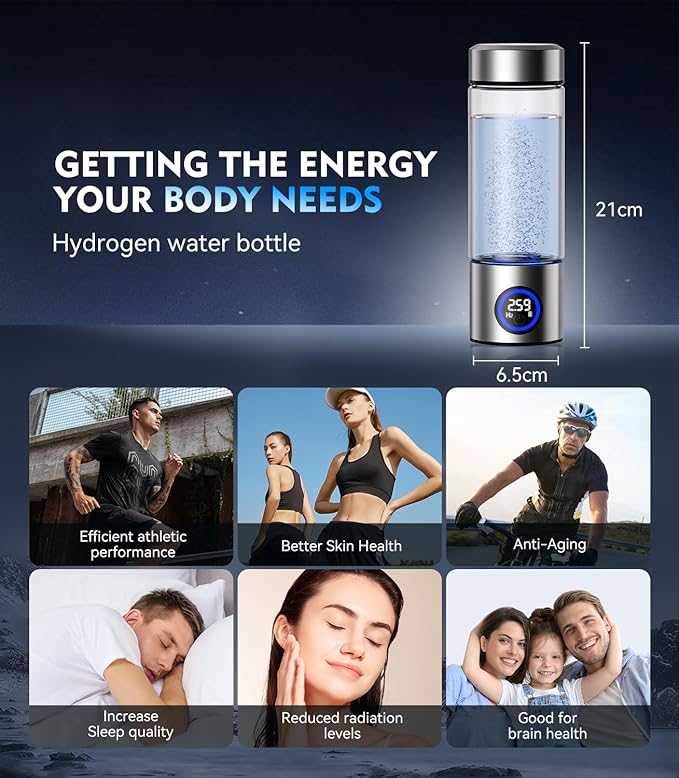 2026 Upgrade Hydrogen Water Bottle Generator,Portable Hydrogen Water Ionizer Machine【6000PPB High Concentration】【Precision 0 Leakage】 Rechargeable Rapid Hydrogen Boost,for Home Office Travel Fitness