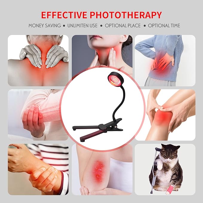 Red Light Therapy for Face, 40 LEDs 660nm LED Red Light Therapy Light with Clip, Suitable for Home Skin Care and Relieving Chronic Pain.