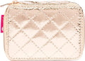 MIAMICA Women's Zippered Pill Case with 8-Day Removable Plastic Organizer, Rose Gold Quilted, 3.5” x 2.75” x 1.25” – Cute Weekly Medicine Box Compact Design