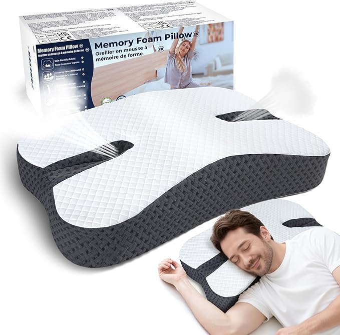 SAHEYER Anti-Snoring Pillow for Side Sleepers, Stop Snore Aid with Memory Foam, Orthopedic Pillow for Sleeper, Snoring Solution and Remedy, Anti-Snore Devices, Black