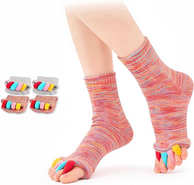 Toe Separator Socks for Yoga Women Men, Bunion Corrector Spacers Socks for Pain Relief & Circulation Improvement