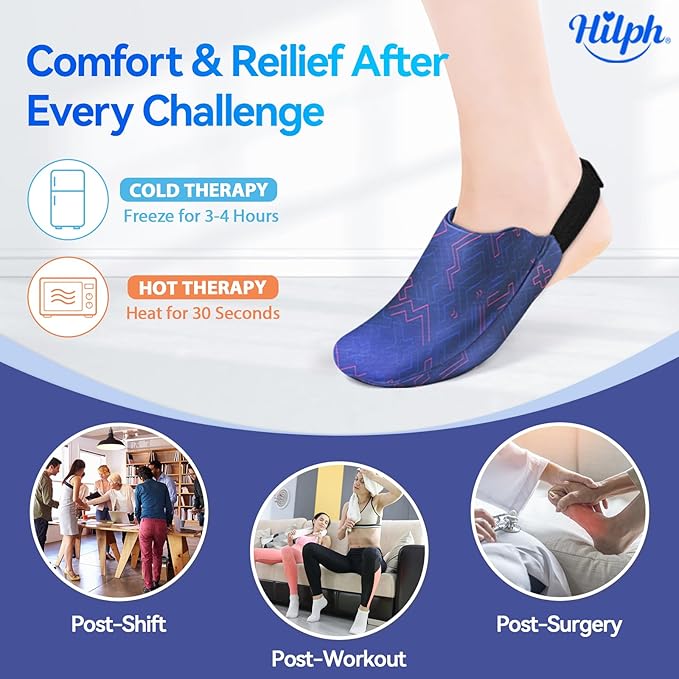 Hilph Foot & Toes Ice Pack Wrap for Broken Toes & Surgery Recovery, Wearable Forefoot Gel Ice Pack Cold Therapy Ice Sock with Strap for Hammer Toe, Injuries, Gout, Single Blue