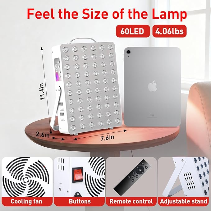 Red Light Therapy for Face Body Infrared Light Therapy for Body 150W with 60 Dual Chip LEDs with 660nm & 850nm Near Infrared LED Red Light Therapy Panel at Home 3 Modes Adjustable Brightness and Timer
