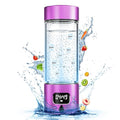 Hydrogen Water Bottle - Portable Rechargeable Water Bottle with LED Timer, Aluminum and Glass, 5000 PPB Hydrogen Production, Gift for Husband Wife Father Friend Client (Purple, 11.6Oz)