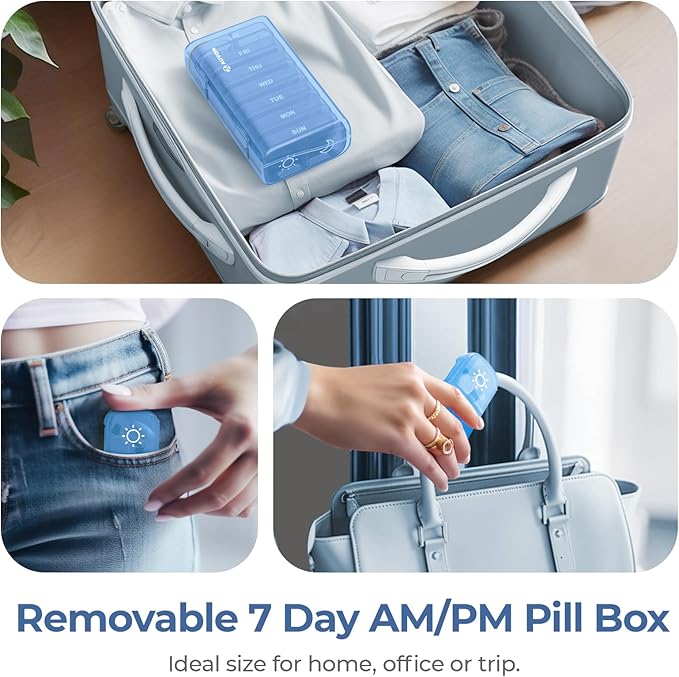 AUVON XL Weekly Pill Organizer 2 Times a Day, AM PM Pill Case with One-Side Large Opening for Easy to Use, Pill Box 7 Day Travel Medication Organizer for Medications, Vitamins, Fish Oils, Supplements