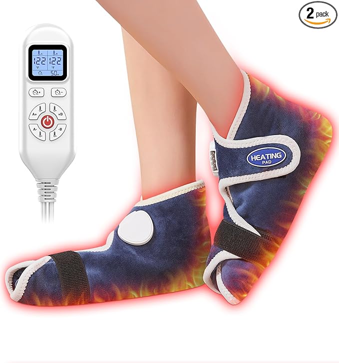 Feet Heating Pads for Women and Men, 2PCS Deep-Penetrating Electric Heated Foot Wrap for Neuropathy Pain Relief, Heating Pad for Feet Pain Relief, 86℉-158℉ & Auto Shut Off