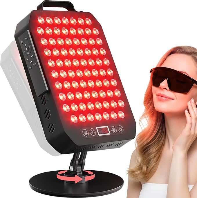 Red Light Therapy Panel for Face and Body, 78 LEDs Dual Chip 660nm Red Light & 850nm Near Infrared Light Device with Rotatable Stand and Magnetic Remote for Skin, Sleep, Athletic Performance