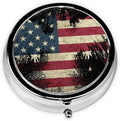 Metal Pill Organizer Travel Friendly Portable Compact Pill Box Cute Pill Case to Hold 3 Compartments (American Eagle Art USA Flag)