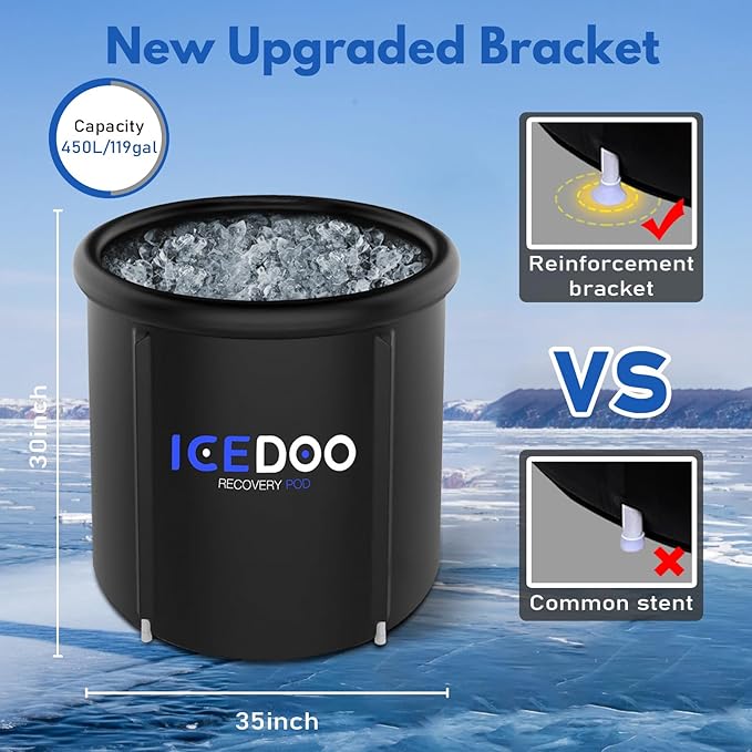 Upgrade XL Ice Bath Tub for Athletes, 119 Gallons Hot & Cold Plunge Tub with Cover for Recovery, Cold Water Therapy, Multiple Layered Portable Hot Tubs for for Home, Gym & Outdoor