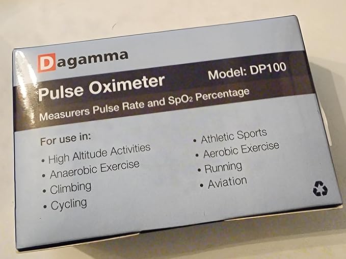 Dagamma Finger Pulse Oximeter DP100 in Black - the Authentic Pulse Oximeter for sports and aviation use
