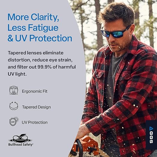 Bullhead Safety Eyewear Pompano Glasses - Anti-Fog, Lightweight, Impact/Scratch Resistant, UV Blocking Sunglasses for Cycling, Fishing, Driving, Clear/Matte Black