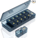 Lifewit Weekly Pill Organizer 2 Times a Day, Portable Travel 7 Day Lightproof Pill Box for Medicines/Vitamin/Fish Oils, Daily Pill Case, Blue