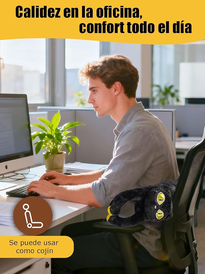 Cat Heating Pad for Period Cramps 5 Heat Settings Auto Shut Off USB Portable Electric Heat Pad Soft Thick Fuzz Stuffed Animal Cute Kitty Warmer for Body Pain Relief Comfort Accompany Help Relax Gift