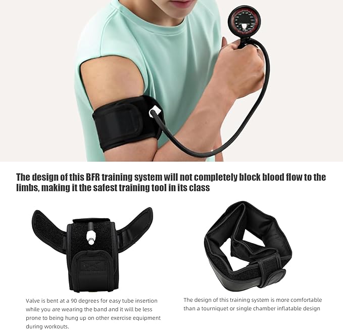 BFR Training System – Blood Flow Restriction Bands for Occlusion Training, Gym Venous Restriction, Muscle Strength & Growth Hormone Stimulation for Men and Women Fitness Workouts