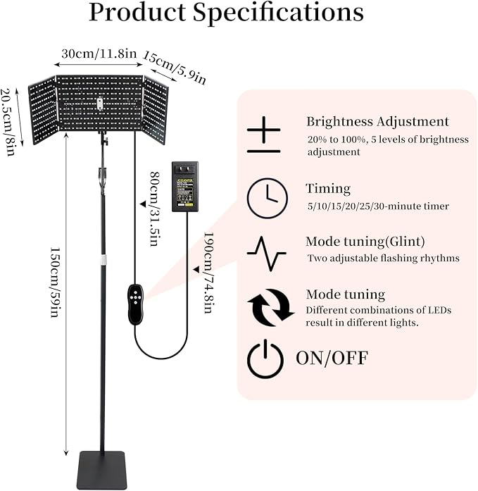 Red Light Therapy for Face and Body, Red Infrared Light Therapy Lamp with Stand Led 660nm Red Light-Therapy & 850nm Infrared Light Device for Body