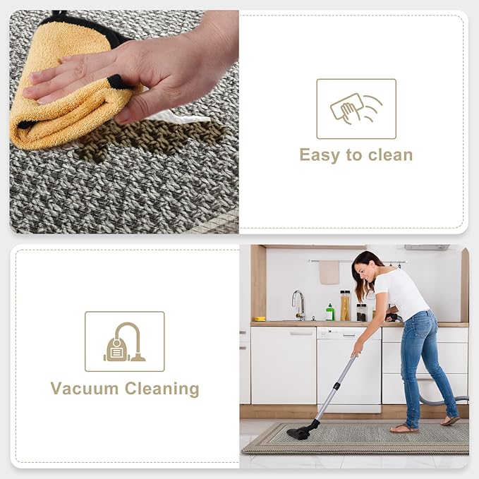 Kitchen Mats for Floor 2 Piece,Kitchen Floor Mats Cushioned Anti Fatigue,Farmhouse Kitchen Rugs Non Slip,Memory Foam Kitchen Mat for Kitchen Decor Office Laundry,Brown