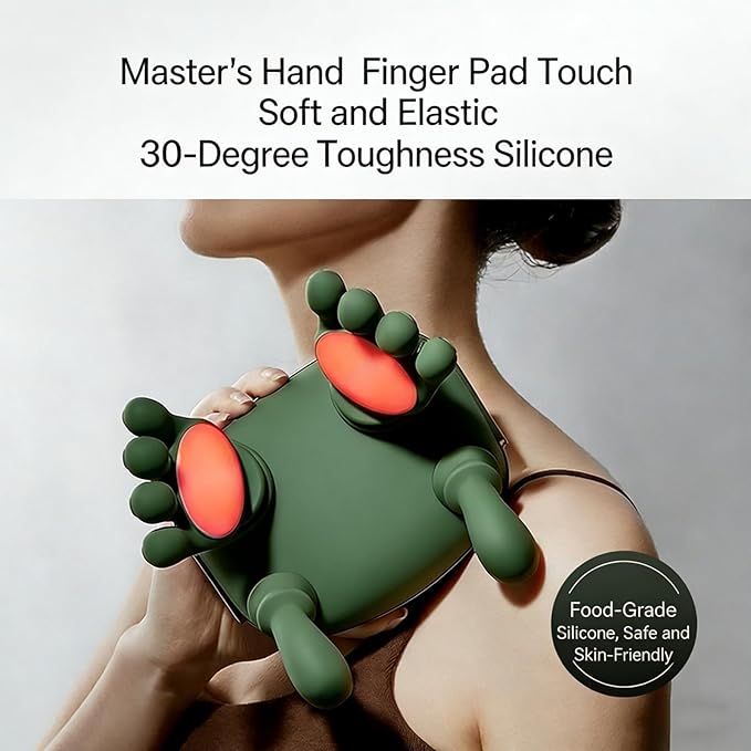 Shiatsu Neck Massager with Heat, 4D Kneading Deep Tissue Electric Massager for Shoulder Neck Back Pain Relief, Portable Rechargeable Cordless Muscle Relaxer for Home Office Travel, Green