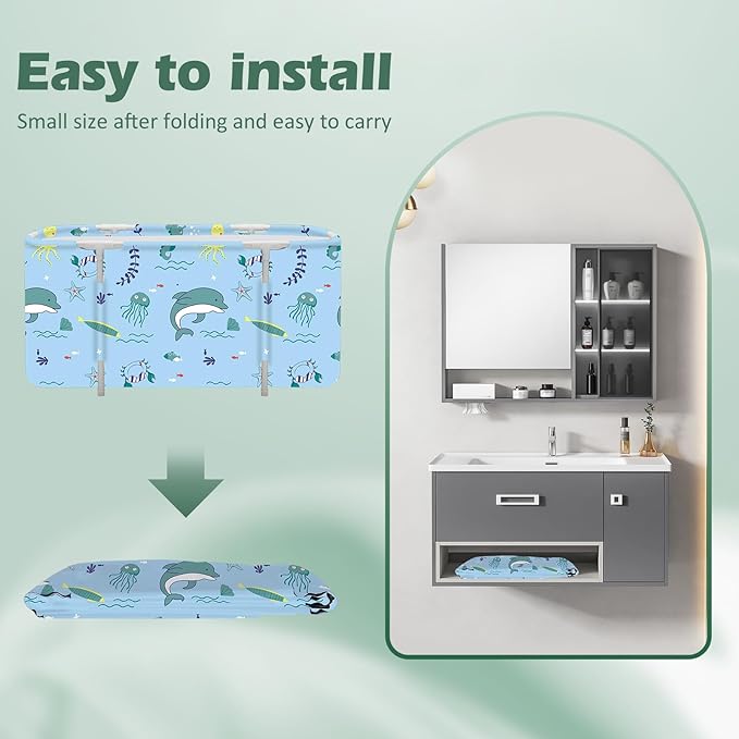 STARBRILLIANT Portable Foldable Bathtub,Soaking Standing Bath Tub for Shower Stall, Easy to Assemble Collapsible Bathtub, Suitable for Travel, Camping and Outdoor Activities (Sea B, 45inch)