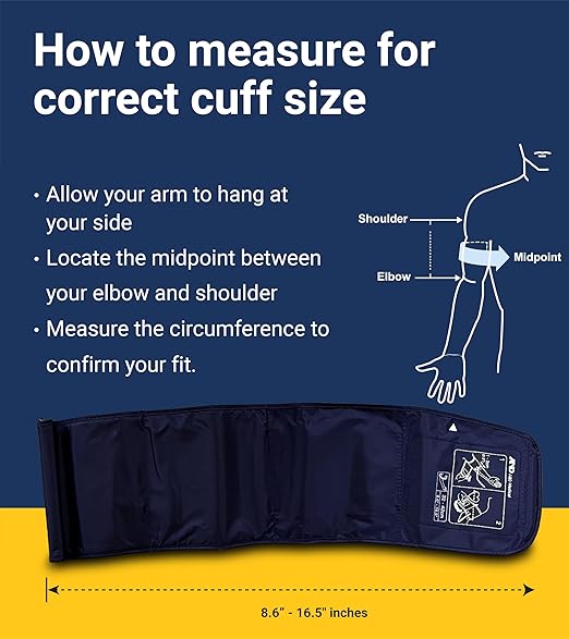 A&D Medical Blood Pressure Monitor for Home Use – UA-611 – Upper Arm Precise BP Machine– Wide Range Cuff 8.6-16.5” / 22-42cm), Easy to Use - One-Click Operation, 60 Reading Memory