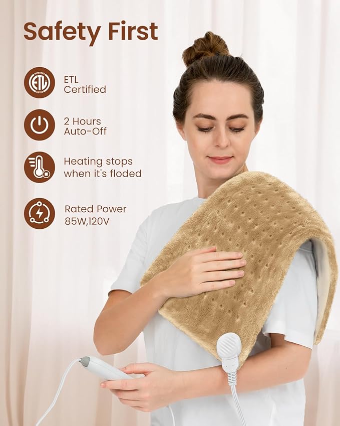 RENPHO Heating Pad for Back Pain & Cramps Relief, Hsa Store Eligible Items, Heat Pad for Knee and Leg, Mothers Day Gifts for Mom Wife, Auto Shut Off, ETL Certified, 12" x24‘’ Light Yellow