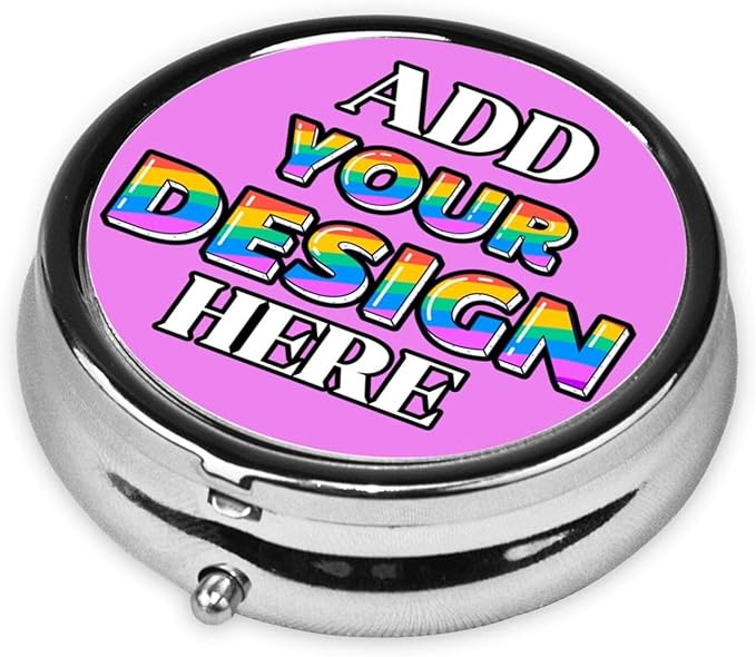 Pill Organizer, Medicine Pill Box Case Container Travel Pill Holder Vitamin for Purse Med Wallet Portable Mini Pastillero Round, Make Your Own Pill Organizer, Violet, Personalized Gifts