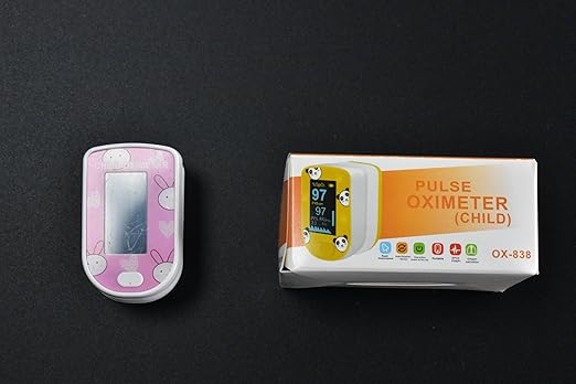 Children Digital Fingertip Pulse Oximeter Blood Oxygen Saturation Monitor with Adorable Animal Theme USB Rechargeable (fit for newborn/infant) For sports and aviation use only (pink)